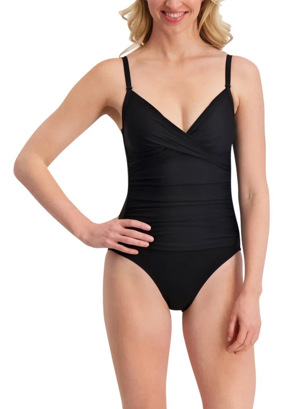 DKNY Women's One-Piece Swimsuit XSmall Size Black Color Adjustable Straps, NWT